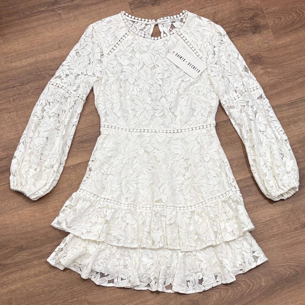 Saints + Secrets White Lace Dress NWT Size Medium